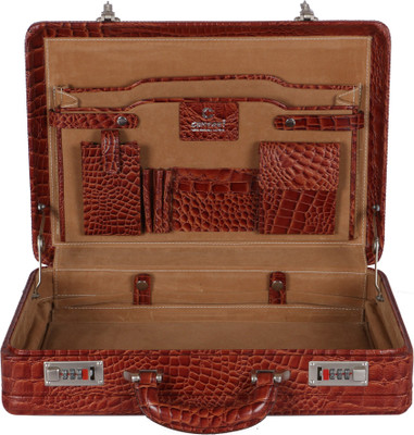 

C Comfort Genuine Leather 18 Inch Briefcase Expandable Small Briefcase - For Men & Women(Tan)