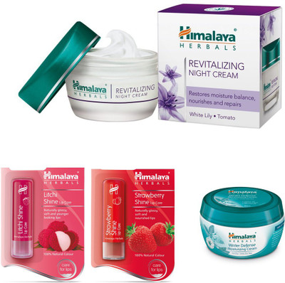 

Himalaya Revitalizing Night Cream, Litchi Shine Lip Care, Strawberry Shine Lip Care(Set of)