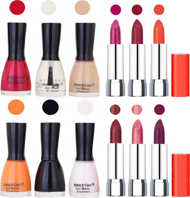 

Aroma Care Wholesale Rate Combo of Nail Polish and Rythm Lipstick 330(Set of 12)