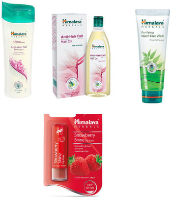 

Himalaya ANTI HAIR FALL SHAMPOO AND OIL, NEEM FACE WASH, AND LIP BALM(Set of)