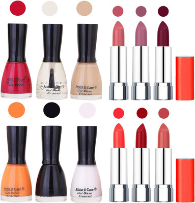 

Aroma Care Wholesale Rate Combo of Nail Polish and Rythm Lipstick 311(Set of 12)