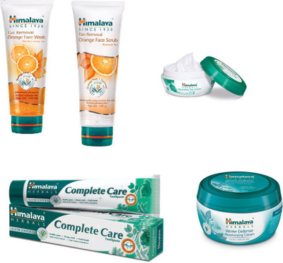 

Himalaya Tan Removal Orange Face Wash, Tan Removal Orange Face Scrub, Nourishing Skin Cream, Toothpaste, Winter Defense Moisturizing Cream(Set of)
