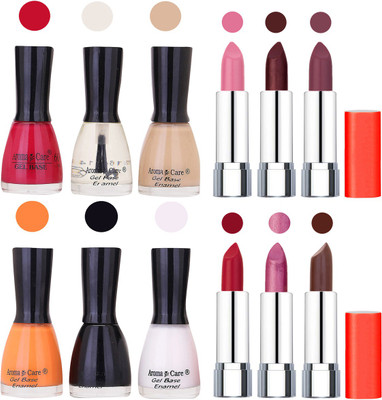 

Aroma Care Wholesale Rate Combo of Nail Polish and Rythm Lipstick 276(Set of 12)