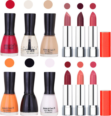 

Aroma Care Wholesale Rate Combo of Nail Polish and Rythm Lipstick 270(Set of 12)