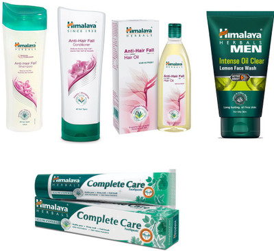 Himalaya Anti Hair Fall Shampoo, Anti Hair Fall Conditioner, Anti Hair Fall Hair Oil, Men Intense Oil Clear Lemon Face Wash, paste(Set of) available at flipkart for Rs.519
