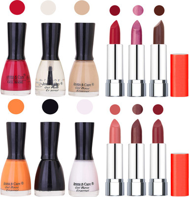 

Aroma Care Wholesale Rate Combo of Nail Polish and Rythm Lipstick 292(Set of 12)