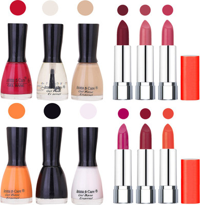 

Aroma Care Wholesale Rate Combo of Nail Polish and Rythm Lipstick 326(Set of 12)