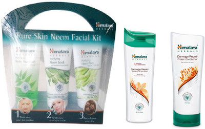 

Himalaya Damage Repair Protein Shampoo, Pure Skin Neem Facial Kit, Damage Repair Protein Conditioner(Set of 3)