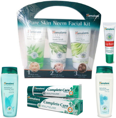 

Himalaya Pure Skin Neem Facial Kit, Refreshing & Clarifying Toner, Toothpaste, Refreshing Cleansing Milk(Set of)