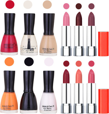 

Aroma Care Wholesale Rate Combo of Nail Polish and Rythm Lipstick 280(Set of 12)