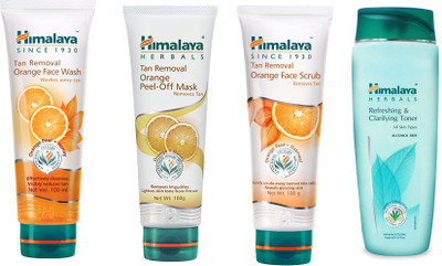 

Himalaya Tan Removal Orange Face Wash, Tan Removal Orange Peel Off Mask, Tan Removal Orange Face Scrub, Refreshing & Clarifying Toner(Set of)