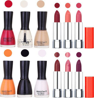 

Aroma Care Wholesale Rate Combo of Nail Polish and Rythm Lipstick 320(Set of 12)