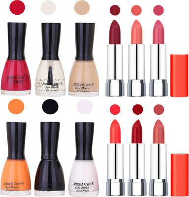 

Aroma Care Wholesale Rate Combo of Nail Polish and Rythm Lipstick 316(Set of 12)