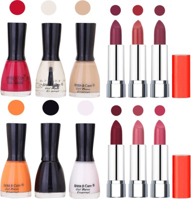 

Aroma Care Wholesale Rate Combo of Nail Polish and Rythm Lipstick 299(Set of 12)