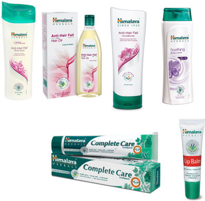 

Himalaya Anti Hair Fall Shampoo, Anti Hair Fall Hair Oil, Anti Hair Fall Conditioner, Soothing Body Lotion, Toothpaste(Set of 85)