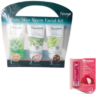 

Himalaya Pure Skin Neem Facial Kit, Litchi Shine Lip Care(Set of)