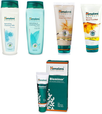 

Himalaya Bleminor Anti Blemish Cream, Fairness Kesar Face Wash, Fairness Kesar Face Pack, Refreshing & Clarifying Toner, Refreshing Cleansing Milk(Set of)