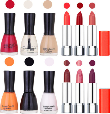 

Aroma Care Wholesale Rate Combo of Nail Polish and Rythm Lipstick 324(Set of 12)