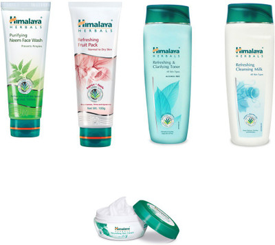 

Himalaya Purifying Neem Face Wash, Refreshing Fruit Pack, Refreshing & Clarifying Toner, Refreshing Cleansing Milk, Nourishing Skin Cream(Set of)
