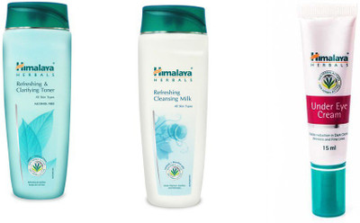 

Himalaya Refreshing & Clarifying Toner, Refreshing Cleansing Milk, Under Eye Cream(Set of)