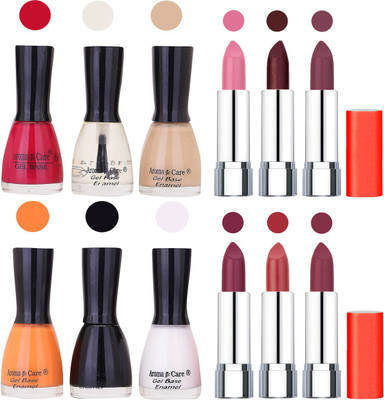 

Aroma Care Wholesale Rate Combo of Nail Polish and Rythm Lipstick 277(Set of 12)