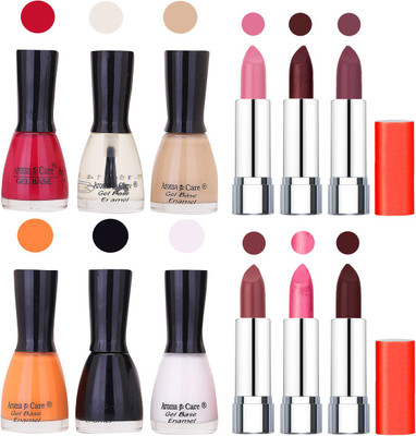 

Aroma Care Wholesale Rate Combo of Nail Polish and Rythm Lipstick 278(Set of 12)