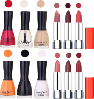 

Aroma Care Wholesale Rate Combo of Nail Polish and Rythm Lipstick 273(Set of 12)
