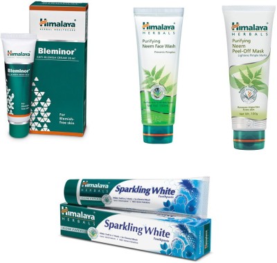 

Himalaya Bleminor Anti Blemish Cream, Purifying Neem Face Wash, Purifying Neem Peeloff Mask, Toothpaste(Set of)