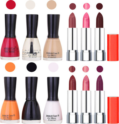 

Aroma Care Wholesale Rate Combo of Nail Polish and Rythm Lipstick 309(Set of 12)