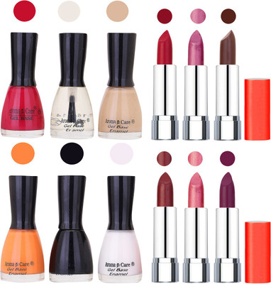 

Aroma Care Wholesale Rate Combo of Nail Polish and Rythm Lipstick 294(Set of 12)