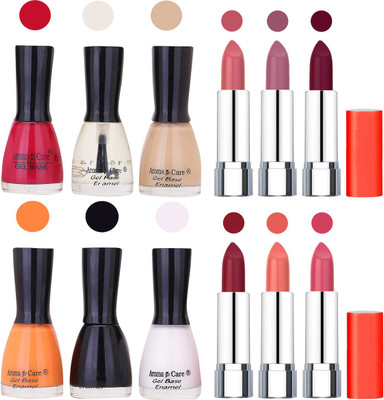 

Aroma Care Wholesale Rate Combo of Nail Polish and Rythm Lipstick 310(Set of 12)