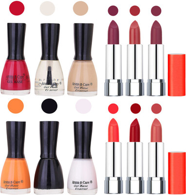 

Aroma Care Wholesale Rate Combo of Nail Polish and Rythm Lipstick 298(Set of 12)