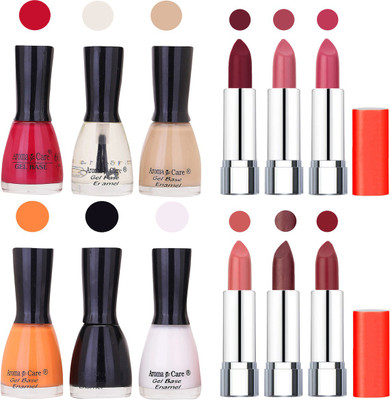 

Aroma Care Wholesale Rate Combo of Nail Polish and Rythm Lipstick 325(Set of 12)