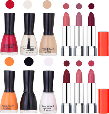 

Aroma Care Wholesale Rate Combo of Nail Polish and Rythm Lipstick 312(Set of 12)
