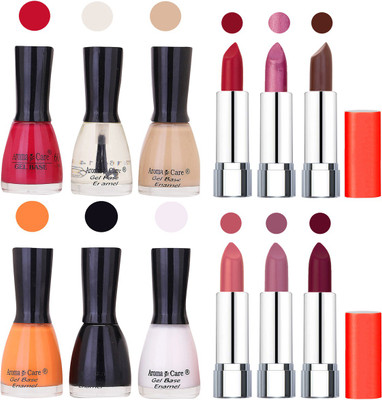 

Aroma Care Wholesale Rate Combo of Nail Polish and Rythm Lipstick 288(Set of 12)