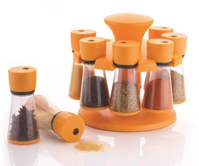 Super Classic 8-Jar Revolving Spice Rack Masala Box, Orange ,Plastic 1 Piece Condiment Set(Plastic) available at flipkart for Rs.429
