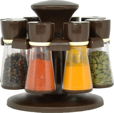 Super Classic 8-Jar Revolving Spice Rack Masala Box, Brown,Plastic 1 Piece Condiment Set(Plastic) available at flipkart for Rs.549
