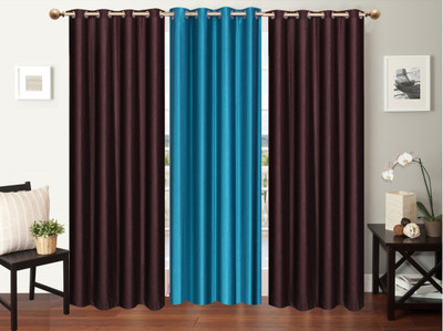 

Furnishing Zone 213 cm (7 ft) Polyester Door Curtain (Pack Of 3)(Plain, Brown, Blue), Blue;brown