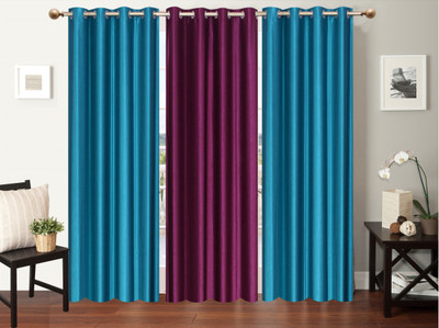 

Furnishing Zone 213 cm (7 ft) Polyester Door Curtain (Pack Of 3)(Plain, Blue, Purple)