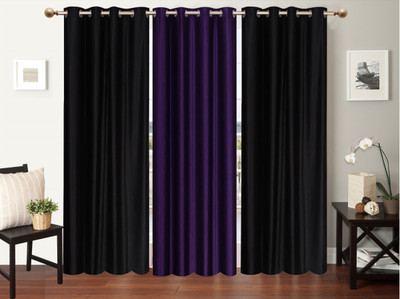 

Furnishing Zone 213 cm (7 ft) Polyester Door Curtain (Pack Of 3)(Plain, Black, Purple)