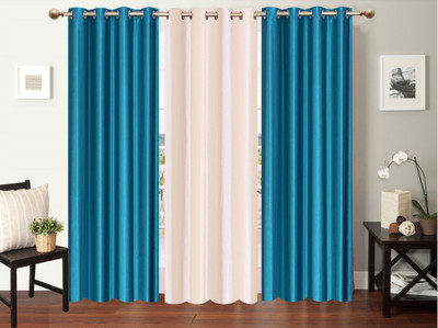 

Furnishing Zone 213 cm (7 ft) Polyester Door Curtain (Pack Of 3)(Plain, Blue, White)