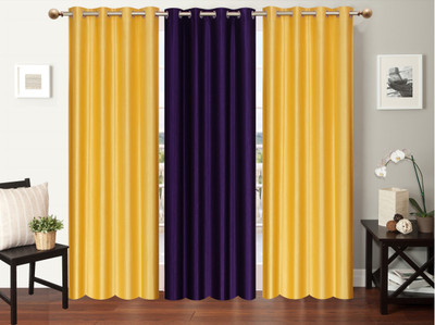 

Furnishing Zone 213 cm (7 ft) Polyester Door Curtain (Pack Of 3)(Plain, Yellow, Purple), Purple;yellow