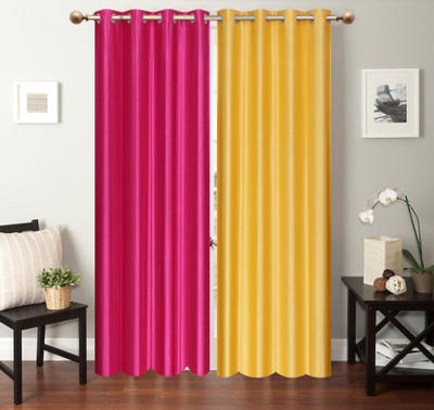 

Furnishing Zone 274 cm (9 ft) Polyester Long Door Curtain (Pack Of 2)(Plain, Pink, Yellow)