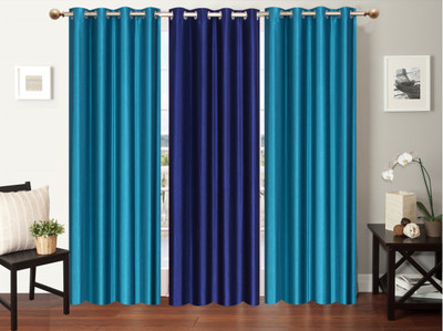 

Furnishing Zone 213 cm (7 ft) Polyester Door Curtain (Pack Of 3)(Plain, Blue)