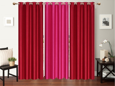 Furnishing Zone 274 cm (9 ft) Polyester Long Door Curtain (Pack Of 3)(Plain, Maroon, Pink)