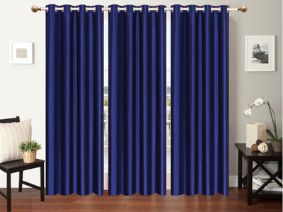 

Furnishing Zone 274 cm (9 ft) Polyester Long Door Curtain (Pack Of 3)(Plain, Blue)