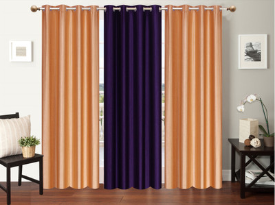 

Furnishing Zone 213 cm (7 ft) Polyester Door Curtain (Pack Of 3)(Plain, Beige, Purple)