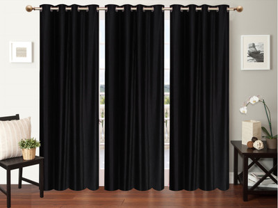 

Furnishing Zone 274 cm (9 ft) Polyester Long Door Curtain (Pack Of 3)(Plain, Black)