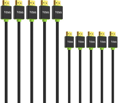 

TIZUM (5-PACK) “Ultra”- HDMI 2.0 -Gold Plated-High Speed Data 18Gbps, 3D, 4K, HD 1080p (5 Ft/ 1.5M-Green X 5) HDMI Cable(Compatible with Mobile, Laptop, Tablet, Mp3, Gaming Device, Black, Green)