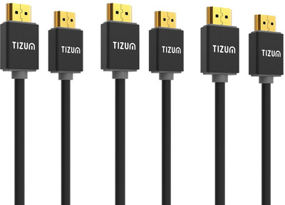 

TIZUM (3-PACK) “Ultra”- HDMI 2.0 -Gold Plated-High Speed Data 18Gbps, 3D, 4K, HD 1080p (5 Ft/ 1.5M-Grey X 3) HDMI Cable(Compatible with Mobile, Laptop, Tablet, Mp3, Gaming Device, Black)